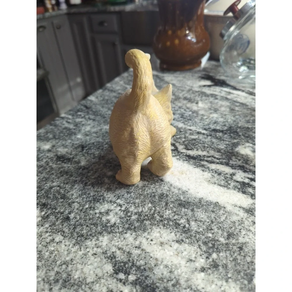 Vintage Playful Yellow Tabby Cat Bisque Ceramic Kitty Figurine Pouncing Kitten